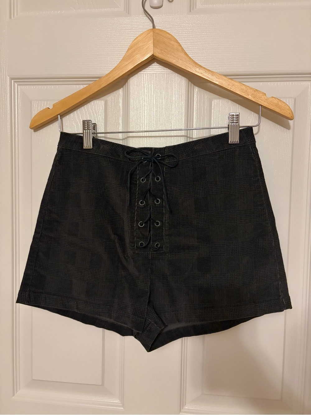 RVCA Black High-Waist Lace-Up Shorts